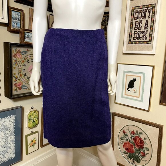 50s Vintage Patty Woodard Purple Woven Skirt and Jacket set with Ruffle Sleeve a - Picture 4 of 9